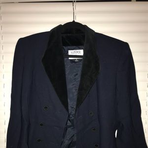 Vintage navy blue with velvet Kasper Blazer.
